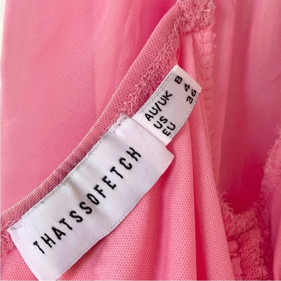 THATSSOFETCH Lorde Dress Ruched Bodycon Mini Pink Sheer Long Sleeve Size 4 - Picture 8 of 11